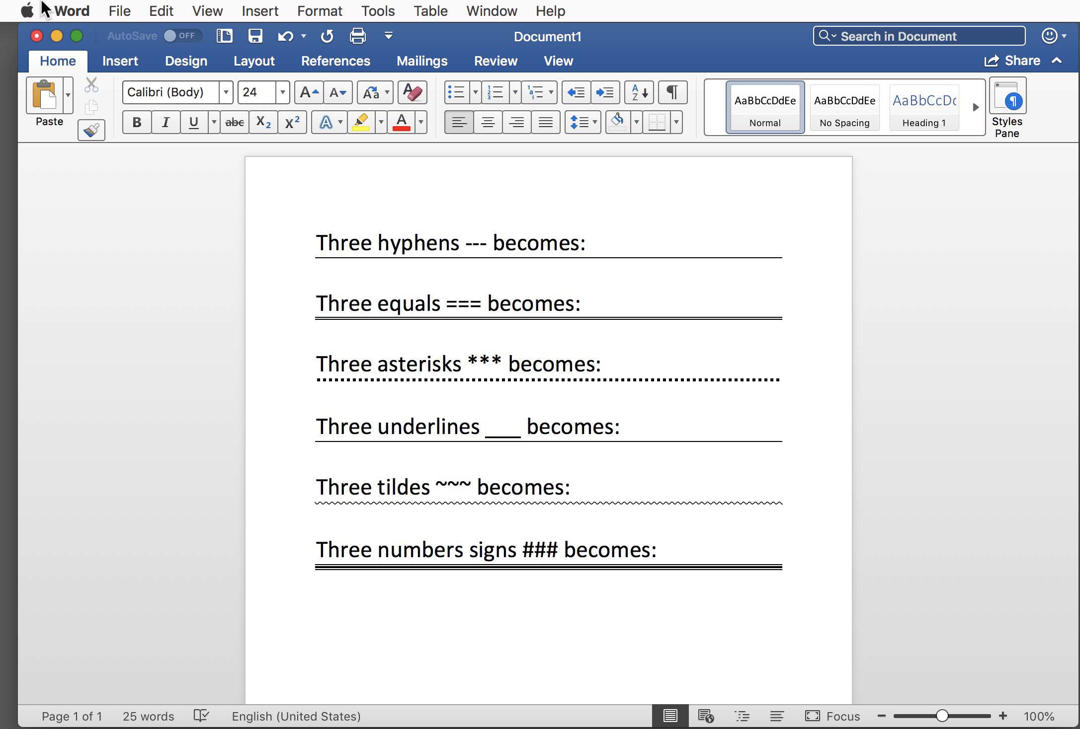 How To Put A Line Above Text In Word For Mac
